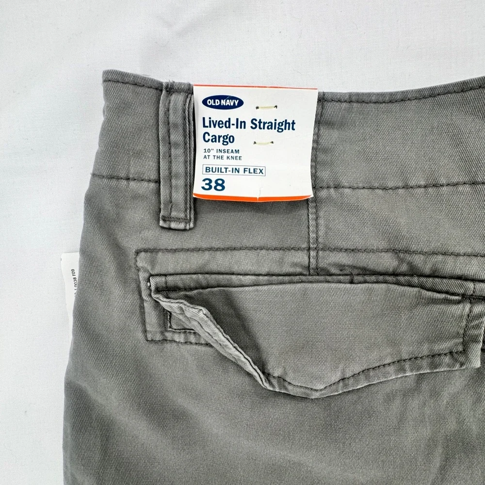 NEW 2018 Old Navy Lived-In Straight Cargo Shorts Mens Sz 38 Greystone Grey Flex